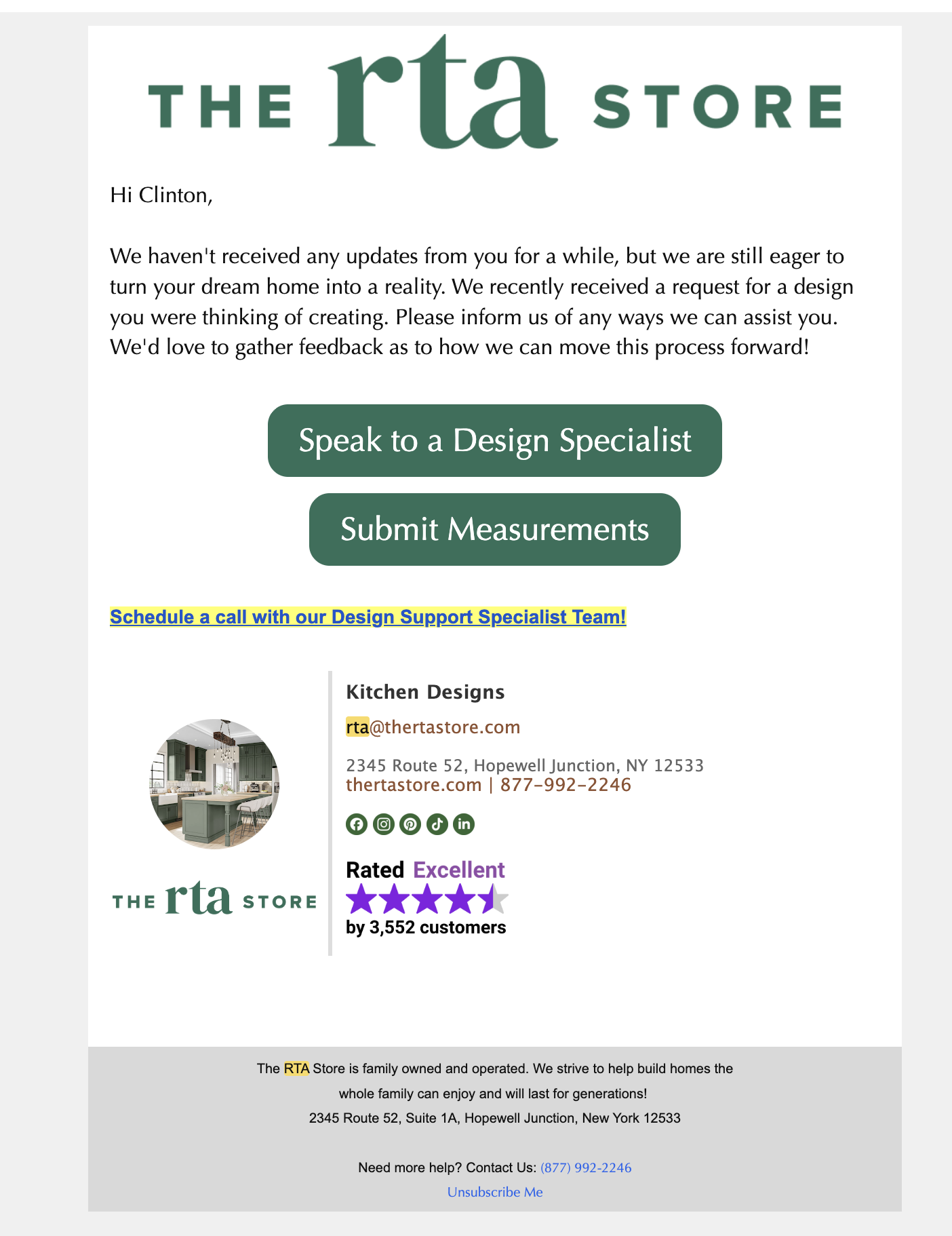 RTA Store email — The RTA Store — let us know how we can help!
