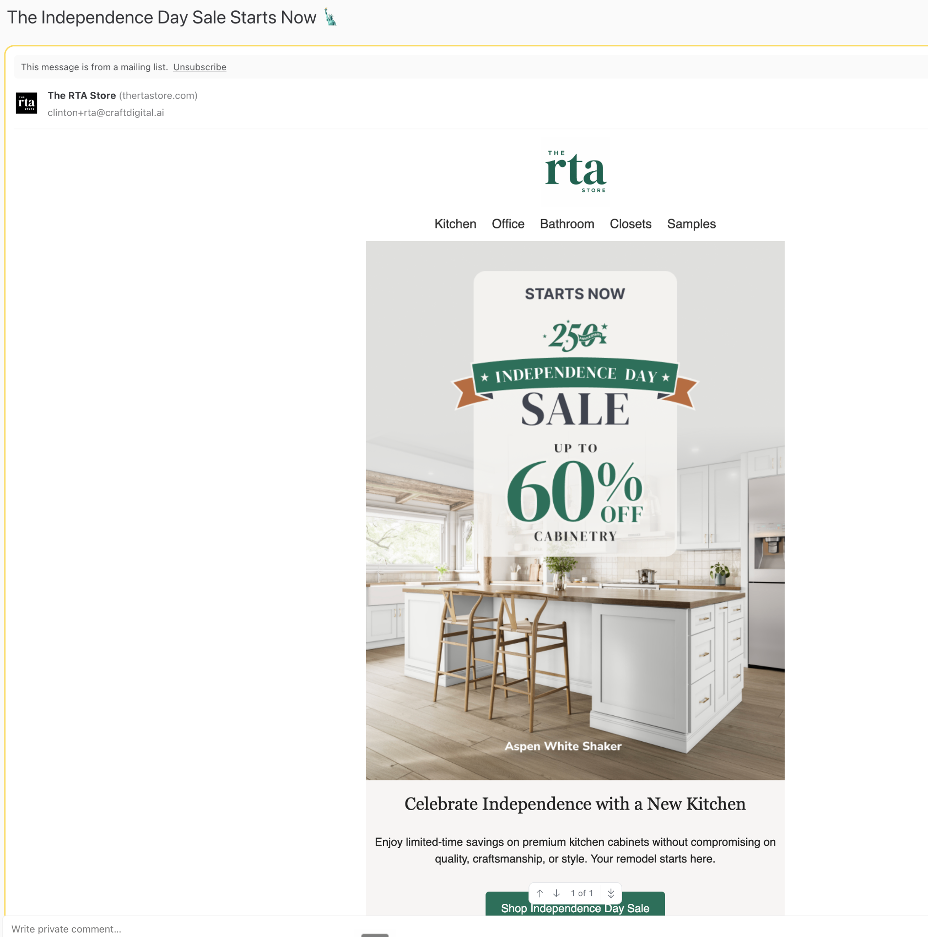 RTA Store email — The Independence Day Sale Starts Now 🗽